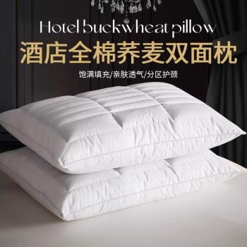 高階星級酒店蕎麥枕頭護頸椎助睡眠純棉枕芯不塌陷不變形成人一對