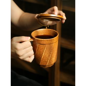 九土陶瓷帶蓋馬克杯大容量水杯家用牛奶杯情侶復古咖啡杯辦公茶杯