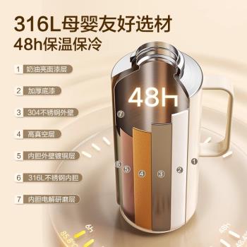 蘇泊爾保溫壺家用旅行壺不銹鋼大容量戶外便攜式車載水壺暖水瓶