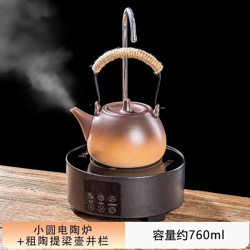 容山堂粗陶燒水壺陶瓷茶壺泡茶家用提梁壺煮茶壺煮水壺電陶爐|茶壺