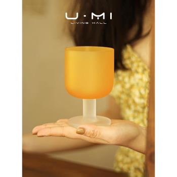 U Mi LIVING · 日落 | ins風中古杯橙色磨砂玻璃高腳杯葡萄酒杯