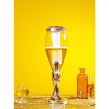 酒吧商用啤酒分酒器帶LED和冰管啤酒桶酒店用品燒烤扎啤酒炮酒塔