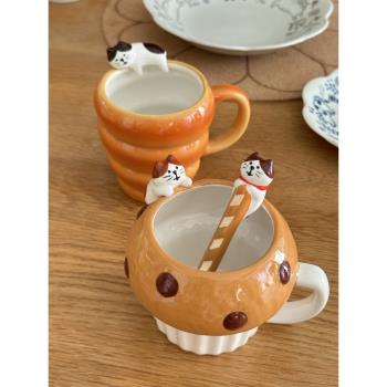 日本Decole杯子陶瓷咖啡杯餐具小貓咪可愛奶茶小眾水杯馬克杯禮物