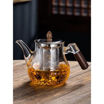 不銹鋼內膽泡茶壺可加熱玻璃燒水壺辦公茶水分離泡茶器養生花茶壺
