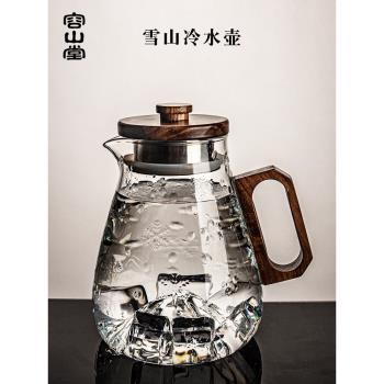 新款木把防爆大容量玻璃冷水壺