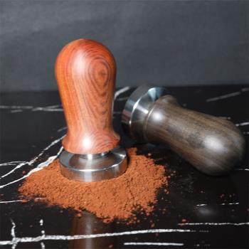 新款意式咖啡粉壓器不銹鋼實心壓粉錘51/53/58mm按壓式彈力布粉器