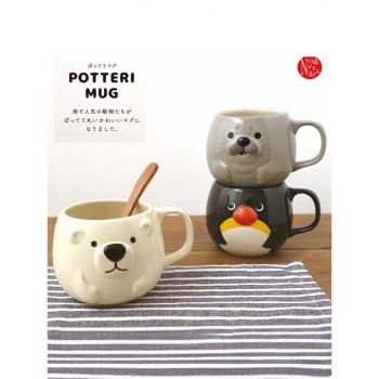 日本手工陶瓷杯子情侶馬克杯水杯北極熊高顏值小眾設計感企鵝咖啡