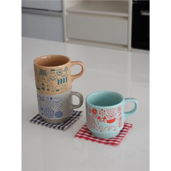 日本進口DECOLE復古咖啡陶瓷杯家用馬克杯貓咪杯子水杯設計感小眾