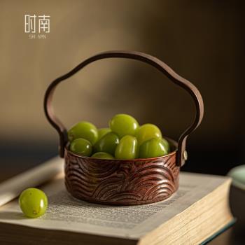 新中式手提碗陶瓷水果盤小精緻家用客廳零食乾果盤古風茶點點心盤