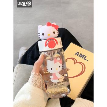 hellokitty可愛水杯女新款2025高顏值塑膠吸管杯成人夏天學生杯子