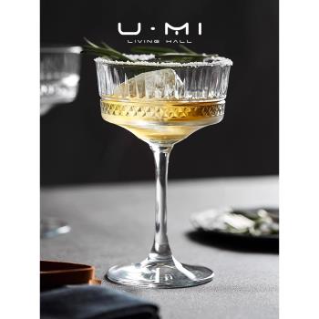 U Mi LIVING ·馬尼 | 歐式刻花寬口香檳杯家用玻璃杯高腳紅酒杯