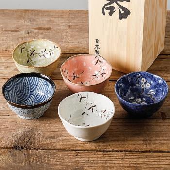 禮品碗日本進口小碗陶瓷櫻花飯碗日式餐具5入碗禮盒家用套裝喬遷