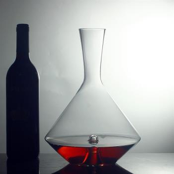 手工透明玻璃醒酒器凹底平口壺調酒壺葡萄酒倒酒器