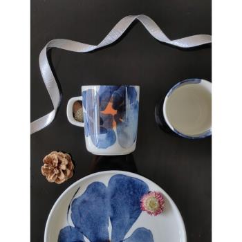 芬蘭Marimekko水墨VALSSI馬克杯北歐ins咖啡杯飯碗釉下彩陶瓷餐盤