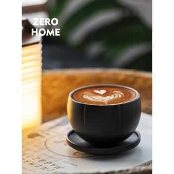 ZERO-HOME 陶瓷丸子拉花杯蛋杯 簡約拿鐵杯 精緻啞光純色咖啡杯碟