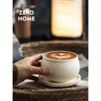 ZERO-HOME 奶油陶瓷丸子拉花杯日式精緻啞光純色咖啡杯簡約拿鐵杯