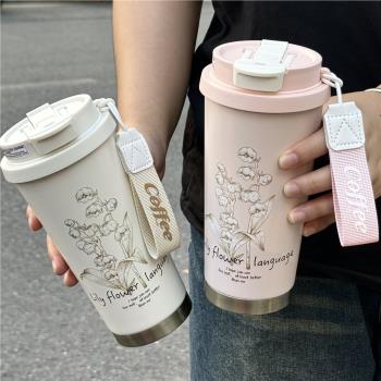 物生物2025新款保溫杯316不銹鋼咖啡杯女生大容量高顏值吸管