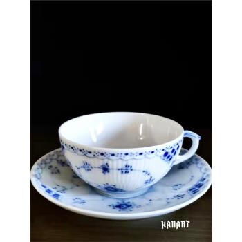 丹麥皇家哥本哈根Royal Copenhagen半蕾絲唐草咖啡杯北歐紅茶杯碟