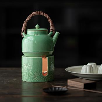 草木祠 陶瓷溫茶爐蠟燭底座酒精爐 過濾提樑壺煮茶器家用保溫爐