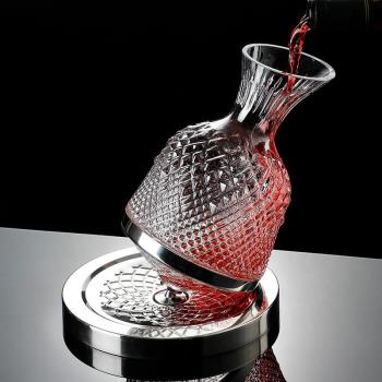 輕奢旋轉醒酒器氛圍感玻璃醒酒壺家用高階感不倒翁洋酒分酒器