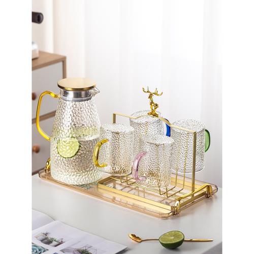 玻璃杯客廳待客茶杯高顏值大容量杯子水杯家用耐熱喝水泡茶杯套裝