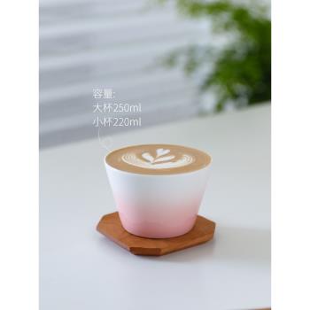 日式漸變色豬口杯高檔精緻陶瓷咖啡杯250毫升手握杯拿鐵拉花杯子
