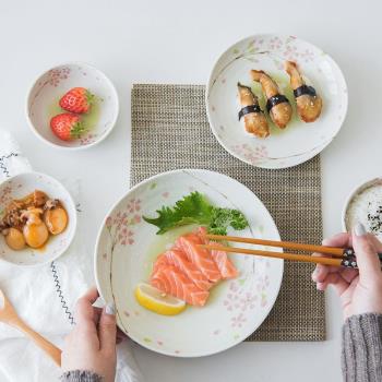 【輕奢】日本進口櫻花餐具日式手工瓷器飯碗菜盤家用碟子餐具