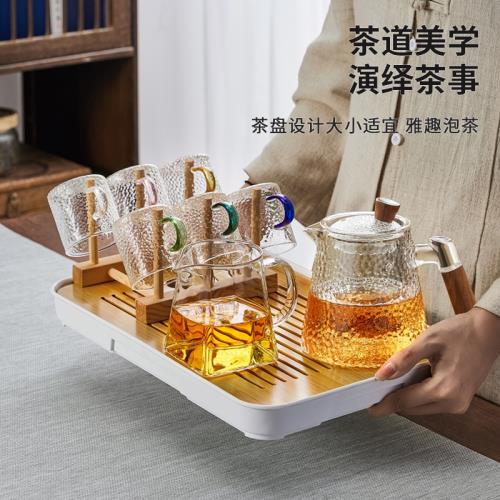 憶壺茶玻璃茶具套裝輕奢錘紋家用辦公高硼硅玻璃耐高溫茶壺泡茶器