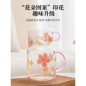 茶杯櫻花杯玻璃杯水壺家用辦公室耐熱花茶杯子小清新單人茶水套裝