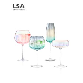 英國進口LSA 珍珠玻璃紅酒杯高腳杯子漸變色葡萄酒杯香檳杯家用