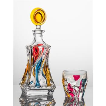 BOHEMIA歐式水晶玻璃捷克進口手工繪彩威士忌酒樽烈酒醒酒具家用