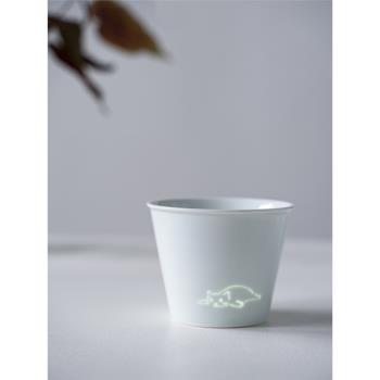 子木貓咪咖啡杯拉花杯牛奶杯情侶禮物景德鎮手工玲瓏陶瓷豬口杯