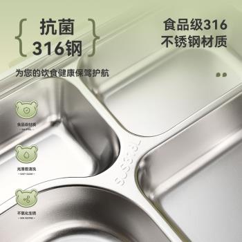 沃德百惠316不銹鋼分格飯盒可微波爐加熱上班學生食堂打飯便當盒