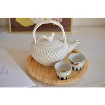 原子集市｜出口外單浮雕編織立體小鳥大號咖啡壺下午茶壺高溫陶瓷