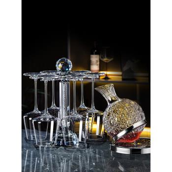 高檔水晶玻璃紅酒杯家用客廳勃艮第葡萄酒高腳杯子旋轉醒酒器套裝
