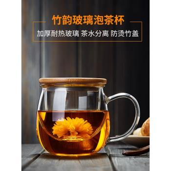 美斯尼玻璃杯茶水分離泡茶杯辦公室專用耐高溫水杯男2025新款杯子