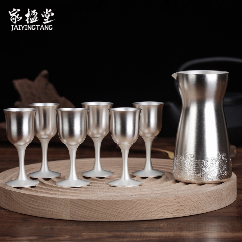 家楹堂銀酒壺999純銀分酒器銀酒杯白酒小酒盅溫酒器銀酒具刻字|分酒器