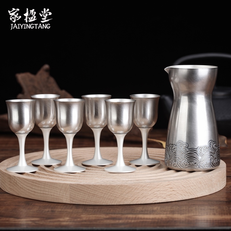 家楹堂銀酒壺999純銀分酒器銀酒杯白酒小酒盅溫酒器銀酒具刻字|分酒器