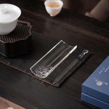 琉璃茶則茶針磨砂玻璃茶荷茶撥茶道配件禪意功夫茶具零配茶匙勺