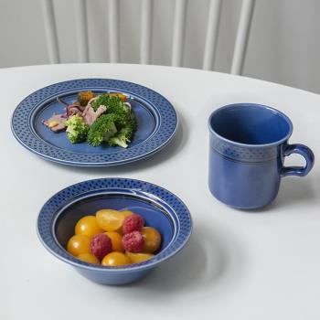 日本進口復古菱形花陶瓷餐具西餐盤牛排盤甜品盤湯碗沙拉碗馬克杯