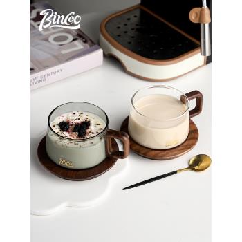 bincoo玻璃咖啡杯美式女高顏值杯子高檔精緻杯碟家用輕奢高階感