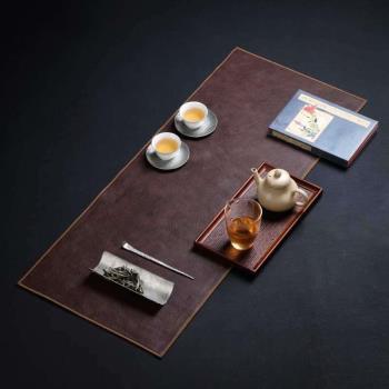 現代家居皮革茶席創意桌旗防水茶墊北歐風簡約茶桌布茶配件L