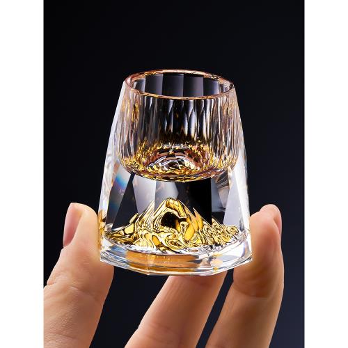 レア 希少 手作り 金海石 天然石 杯 茶杯 酒杯 酒盃 酒器 盃 鉆石金山白酒杯套裝家用水晶玻璃小一口杯中式分酒器酒盅酒具|酒杯(新