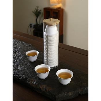 一次性可降解甘蔗纖維紙漿茶杯試飲杯小杯子耐高溫紙杯帶收納杯架
