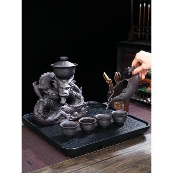 懶人全自動茶具套裝小型紫砂龍功夫茶壺石磨泡茶神器茶盤整套家用