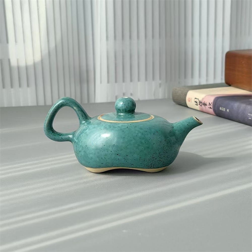 神垕鈞窯鈞瓷茶壺徐克寧手工高檔泡茶水壺爐鈞釉綠色茶杯中式茶具|茶壺