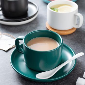 北歐啞光咖啡杯陶瓷 創意咖啡杯家用 下午茶杯情侶杯套裝咖啡杯碟