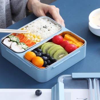 櫻彩四方形304不銹鋼分格保溫飯盒學生宿舍帶餐盒上班便當盒便攜