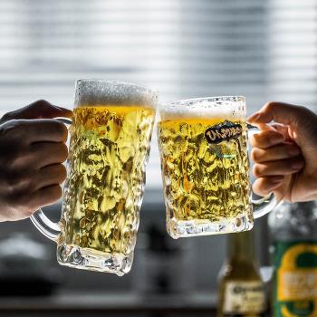 日本進口東洋佐佐木加厚精緻大容量啤酒杯子網紅創意玻璃家用日式