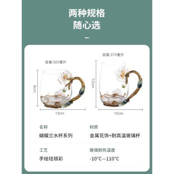 諾詩曼琺瑯彩水杯女上班族高顏值辦公室玻璃杯高檔實用生日禮物女